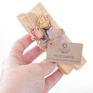 Palo Santo with Rose Quartz
