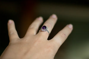 Amethyst Ovate S/S Ring