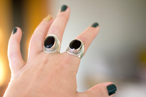 Mae Obsidian S/S Ring